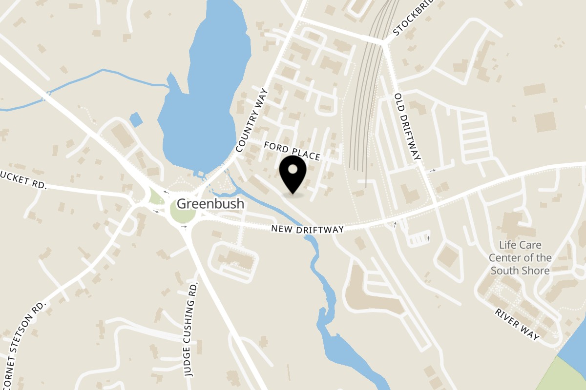 Map showing the location of Rockin' Burgers on 17 New Driftway in Scituate